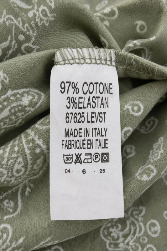 Spodnie damskie zielone wzór paisley luźny krój bawełna Made in Italy