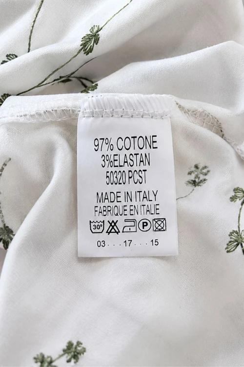 Bluzka koszula damska biała w kwiaty elegancka bawełniana Made in Italy