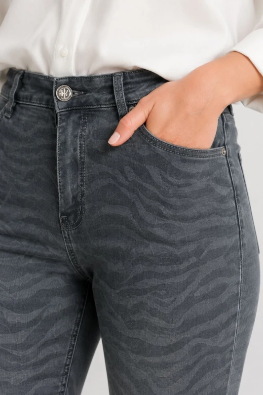 Spodnie damskie jeansy szare w zebrę rozmiar XXL