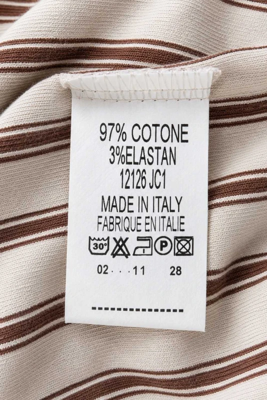 Bluzka damska beżowa w paski z chustą oversize bawełna Made in Italy