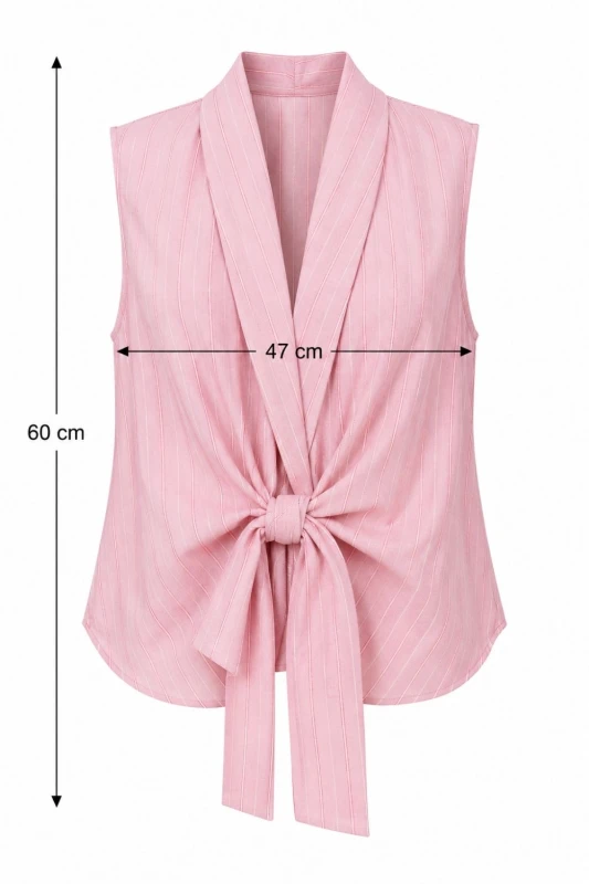 Bluzka damska różowa w paski wiązana bez rękawów elegancka Italy