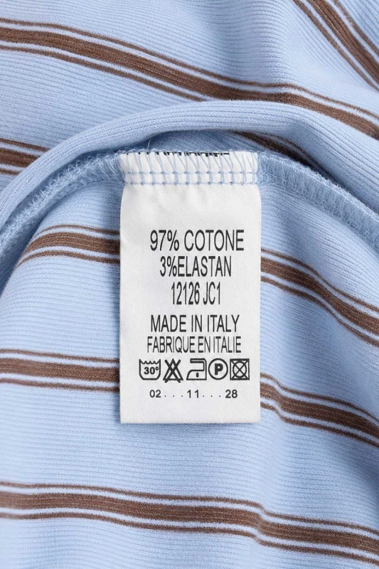 Bluzka damska niebieska w paski z chustą oversize bawełna Made in Italy