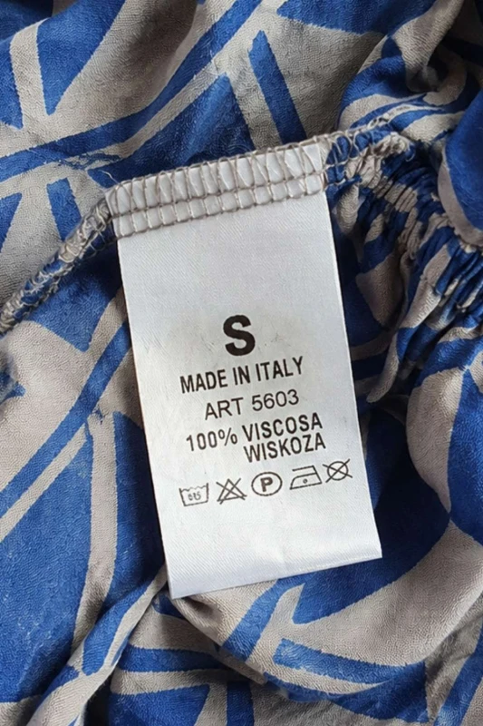 Sukienka damska Włoska Boho Midi Wzory Niebieska Włoska V-neck S