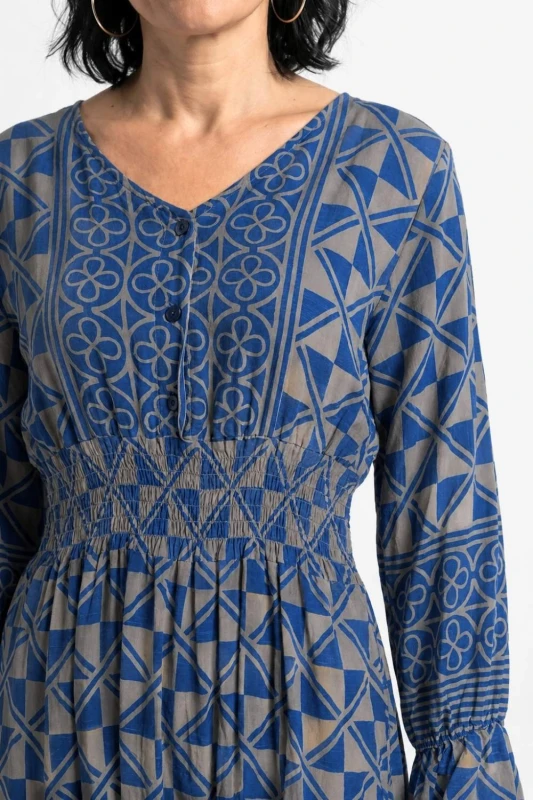 Sukienka damska Włoska wiskoza 100% niebiesko szara boho midi S