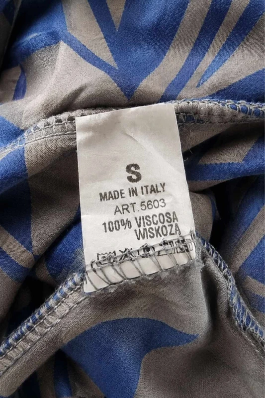 Sukienka damska Włoska wiskoza 100% niebiesko szara boho midi S