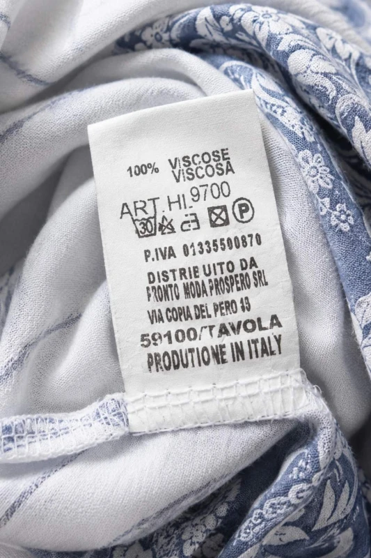 Spodnie damskie ecru w niebieskie wzory alladynki wiskoza luźny krój Made in Italy
