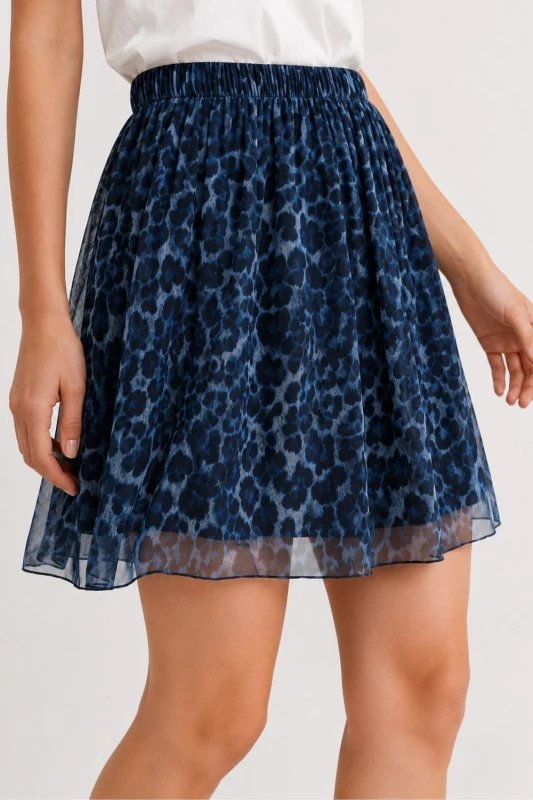 Spódnica damska niebieska w panterkę one size Made in Italy