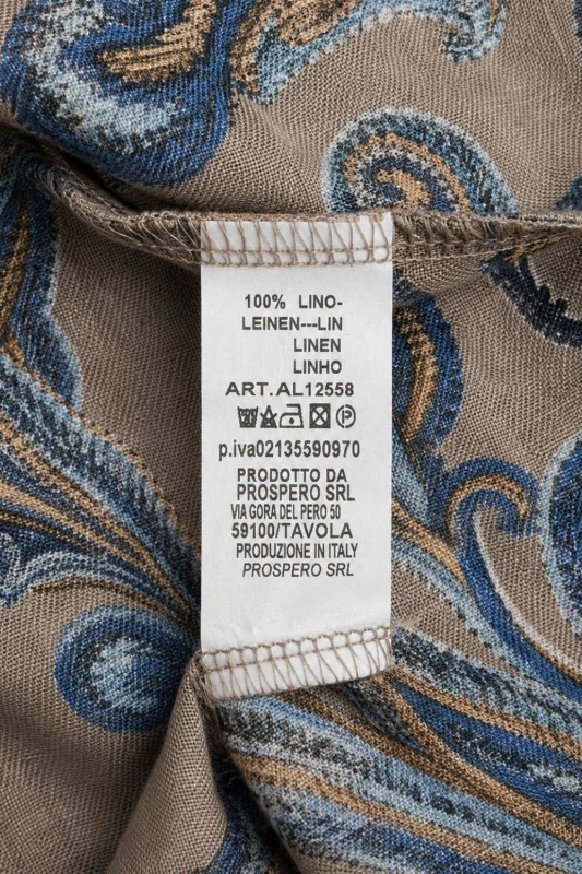 Bluzka damska beżowa we wzory 100% len oversize Italy