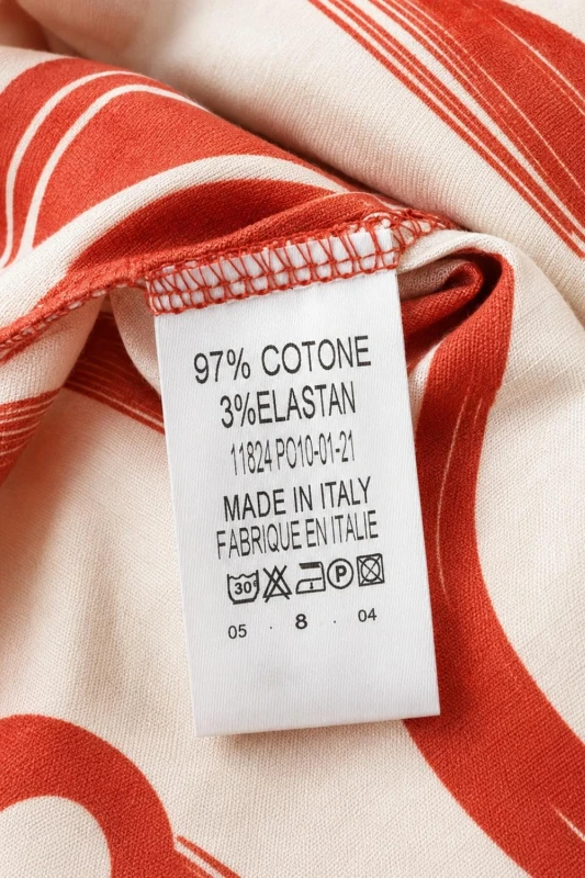 Bluzka damska koszulowa wiązana ruda ecru wzory bawełna Made in Italy
