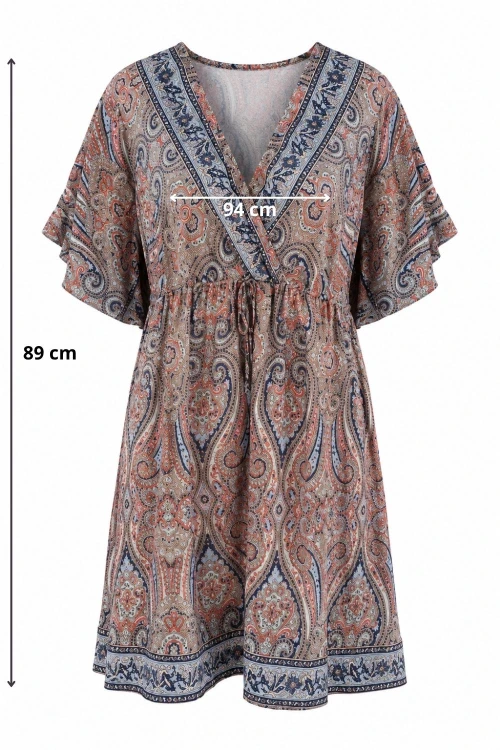 Sukienka damska szara we wzory 100% jedwab one size Made in India