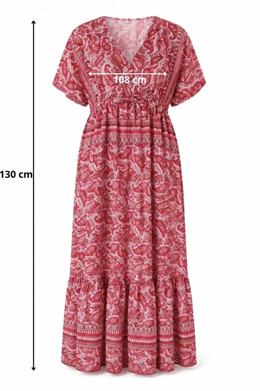 Sukienka damska różowa we wzory 100% jedwab one size Made in India