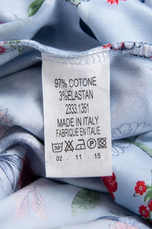 Sukienka damska długa bawełniana niebieska wzór kwiatowy Made in Italy