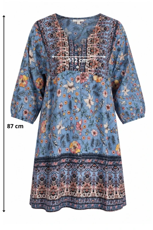 Sukienka damska niebieska w kwiaty rozpinana 100% wiskoza S/M Italy
