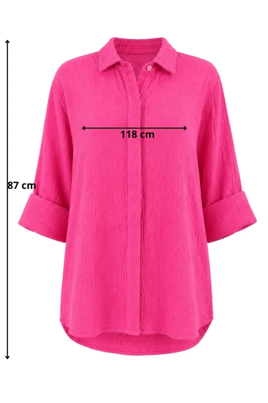 Bluzka koszula damska różowa muślinowa 100% bawełna Italy