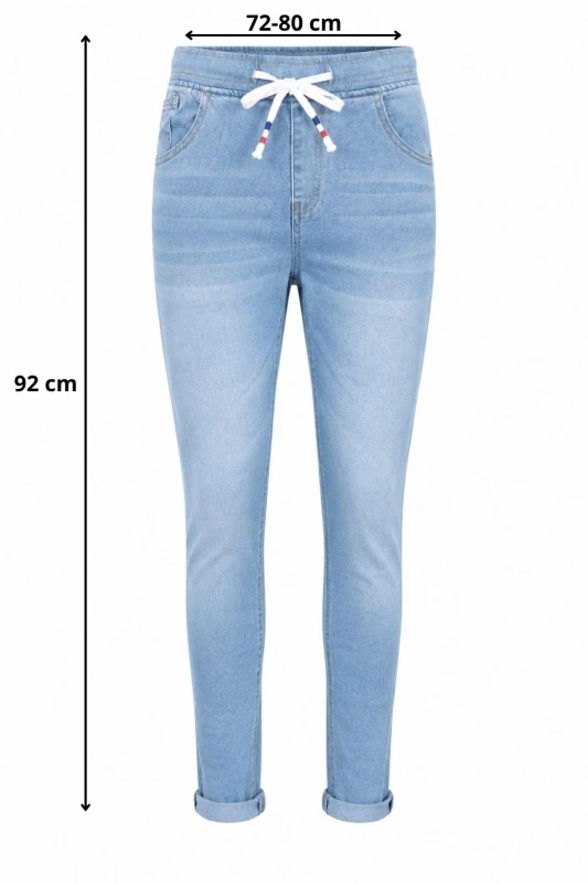 Spodnie damskie jeansowe z wiązaniem jasny denim M