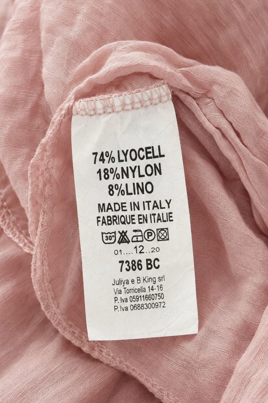 Bluzka damska blady róż koszulowa z falbaną elegancka oversize Italy