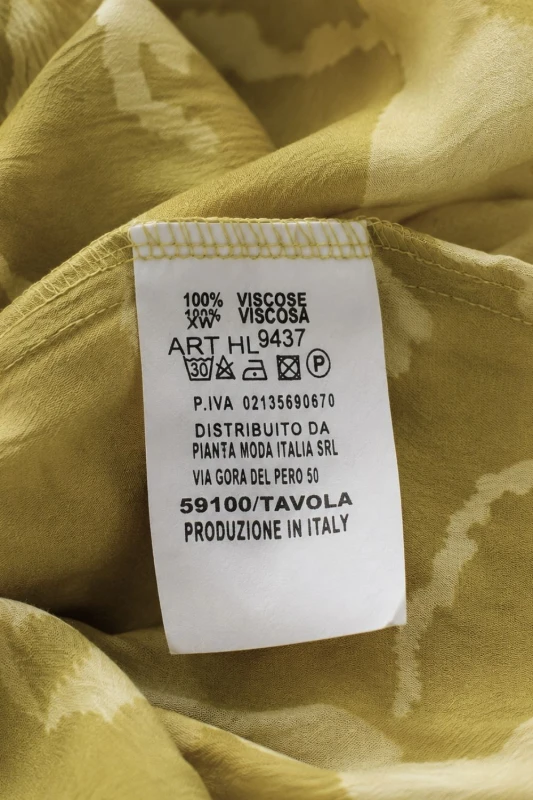 Sukienka damska musztardowa we wzory wiskoza asymetryczna na ramiączkach Italy