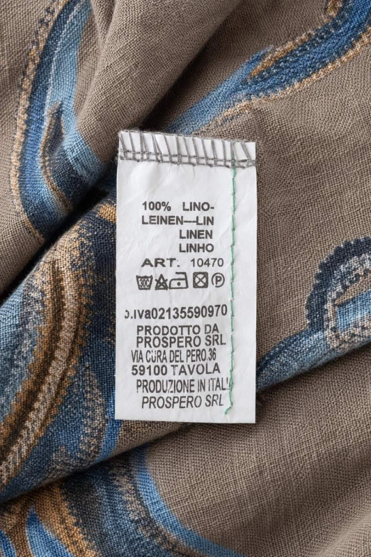 Bluzka damska beżowa we wzory 100% len oversize kieszenie Italy