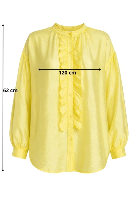 Bluzka damska żółta koszulowa z falbaną elegancka oversize Italy