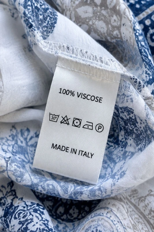 Sukienka damska biała we wzory wiskoza asymetryczna na ramiączkach Italy