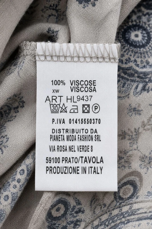 Sukienka damska beżowa we wzory wiskoza asymetryczna na ramiączkach Italy