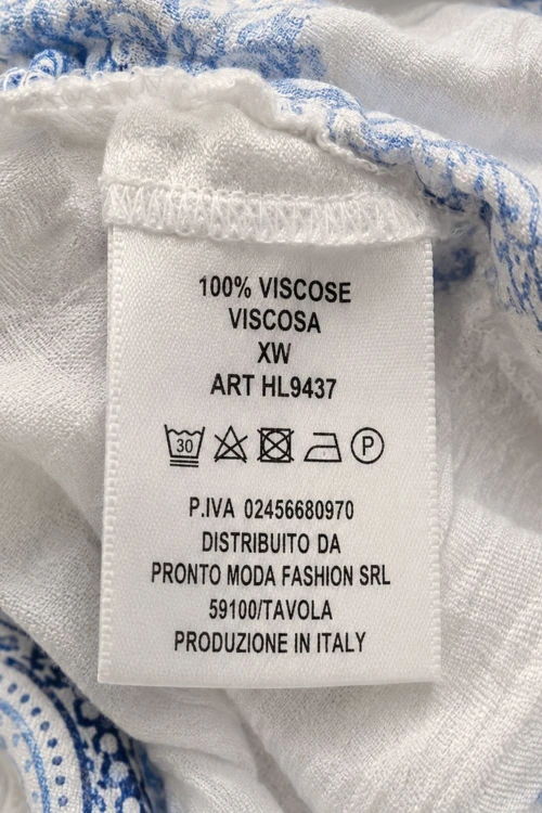 Sukienka damska kremowa we wzory wiskoza asymetryczna na ramiączkach Italy