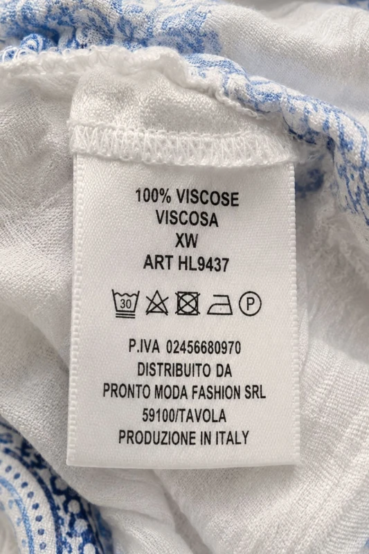 Sukienka damska kremowa we wzory wiskoza asymetryczna na ramiączkach Italy