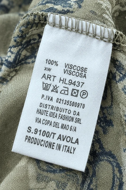 Sukienka damska zielona we wzory wiskoza asymetryczna na ramiączkach Italy