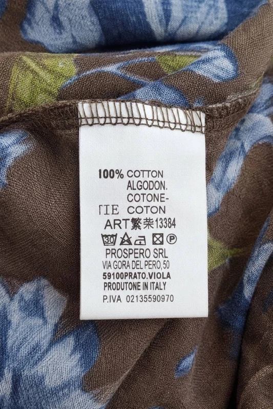 Bluzka koszula damska brązowa w kwiaty oversize 100% bawełna Italy