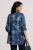 Bluzka koszula damska granatowa w kwiaty oversize 100% bawełna Italy