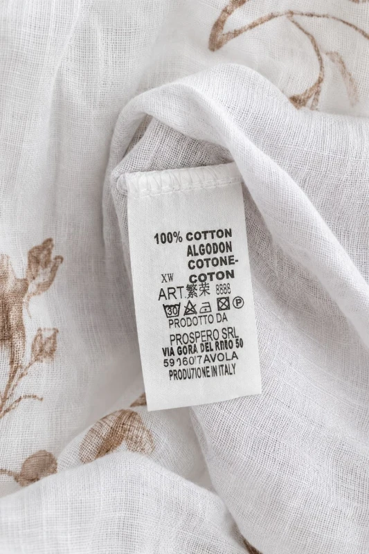 Bluzka damska biała w kwiaty oversize 100% bawełna Italy