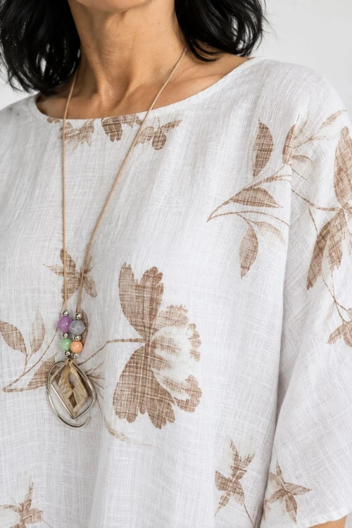 Bluzka damska biała w kwiaty oversize 100% bawełna Italy