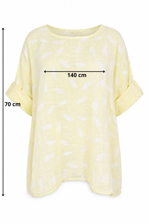 Bluzka damska żółta w parasolki oversize 100% bawełna Italy