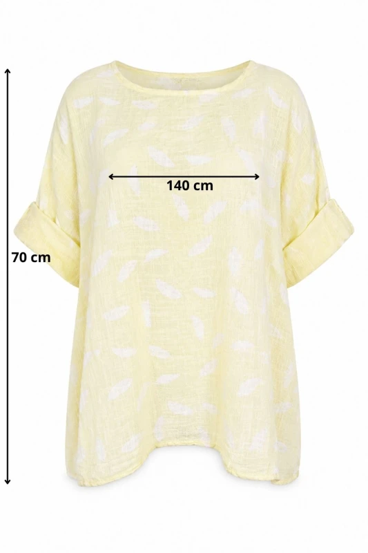 Bluzka damska żółta w parasolki oversize 100% bawełna Italy