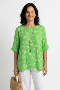 Bluzka damska zielona w parasolki oversize 100% bawełna Italy 