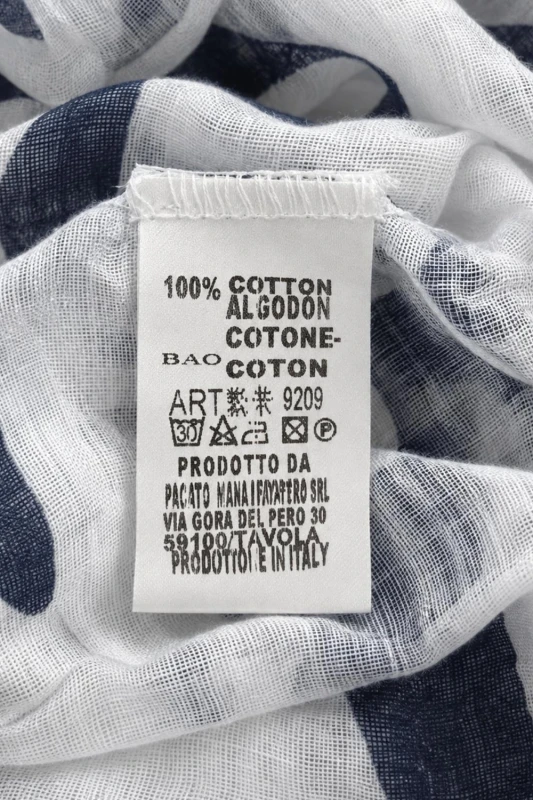 Bluzka damska biała w granatowe wzory z kieszonką oversize 100% bawełna Italy