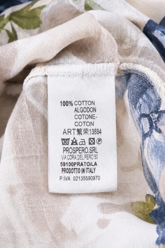 Bluzka koszula damska beżowa w kwiaty oversize 100% bawełna Italy