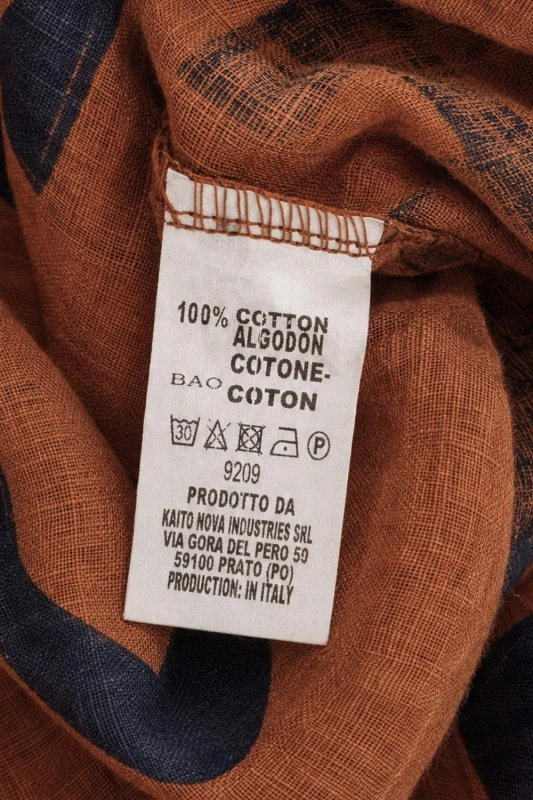 Bluzka damska brązowa w granatowe wzory z kieszonką oversize 100% bawełna Italy