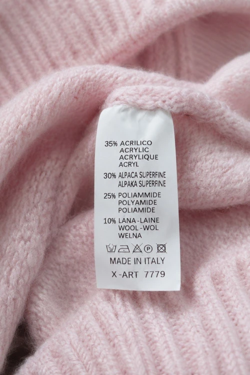 Sweter kardigan damski pudrowy róż 30% alpaka kryształowe guziki