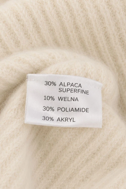 Sweter damski kremowy 30% alpaka bufki krótki rękaw Italy