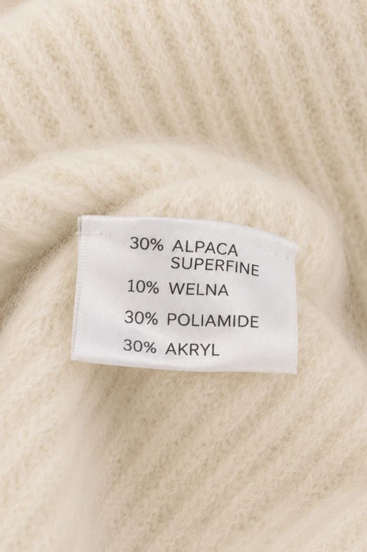 Sweter damski kremowy 30% alpaka bufki krótki rękaw Italy