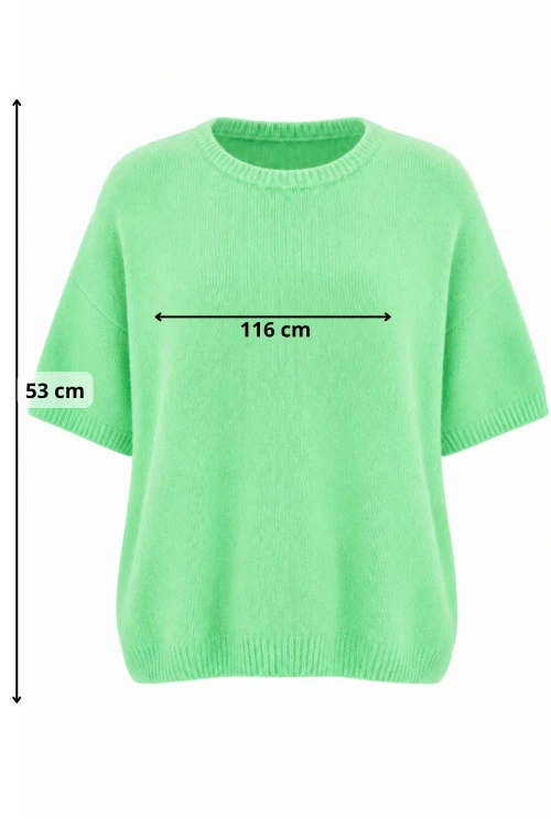 Sweter damski zielony/miętowy krótki rękaw one size Made in Italy