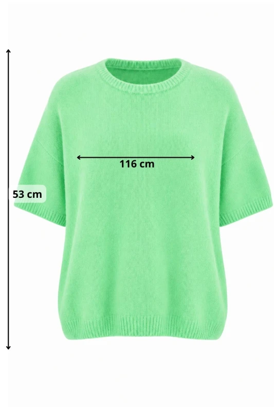 Sweter damski zielony/miętowy krótki rękaw one size Made in Italy