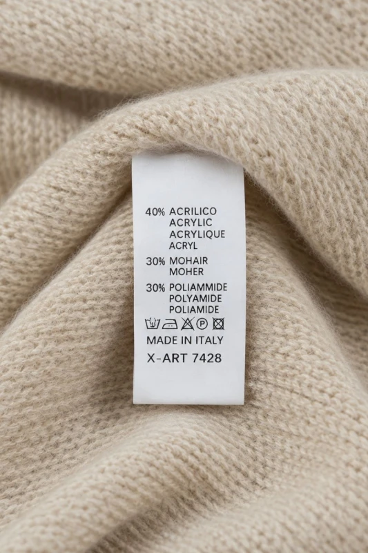 Sweter damski beżowy 30% moher dekolt V Made in Italy