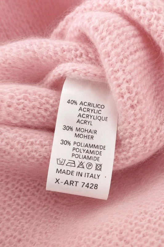 Sweter damski pudrowy róż 30% moher dekolt V Made in Italy