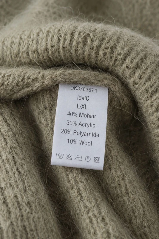 Sweter kardigan damski khaki 40% moher Made in Italy L/XL