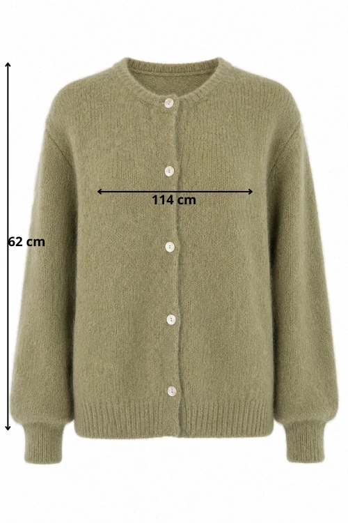 Sweter kardigan damski khaki 40% moher Made in Italy L/XL
