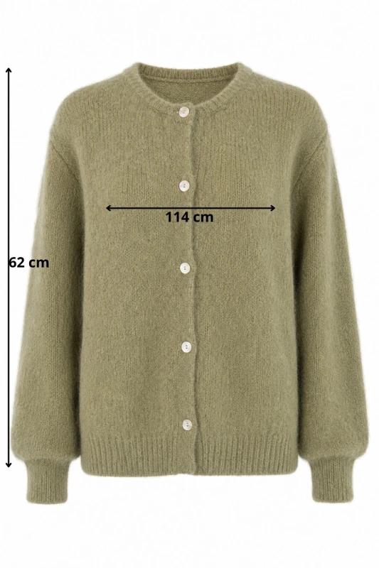 Sweter kardigan damski khaki 40% moher Made in Italy L/XL