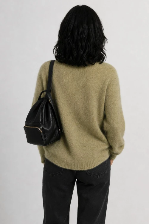 Sweter kardigan damski khaki 40% moher Made in Italy L/XL