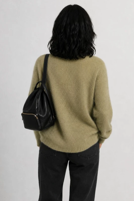Sweter kardigan damski khaki 40% moher Made in Italy L/XL